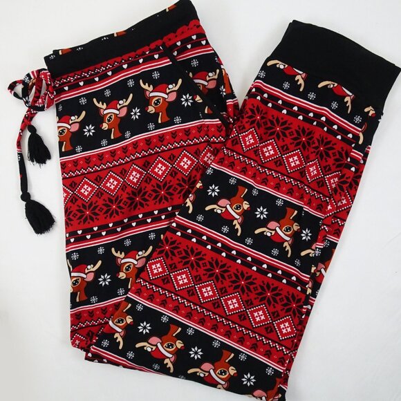 Rudolph Red Nose Reindeer Joggers JUNIOR SIZE XL 15-17 Christmas Pajama Pants PJ - Picture 1 of 4